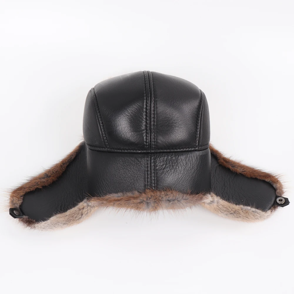 Natural Muskrat Fur Bomber Hats Male 