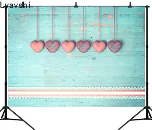 LYWYGG 7x5FT Valentines Day Backdrops Pink Wood Wall Photography Background Love Photo Background Babys Birthday Studio Backdrop CP-119