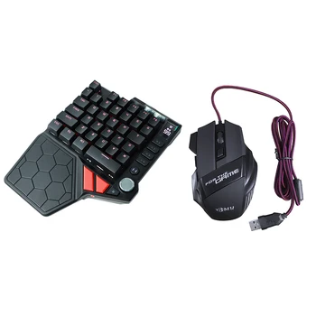 

Wired 35 Keys One-Handed Keyboard PUBG Converter Adapter with Mouse Combo 3.5mm Headphone Dock For Android IOS PS4