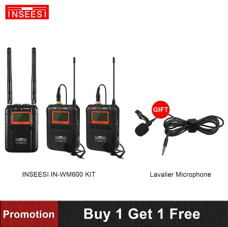IN-WM600/IN-WM800 петличный беспроводной микрофон системы UHF двухканальный с ЖК-экраном для Canon Nikon DSLR камеры видеокамеры - Цвет: IN-WM800 KIT