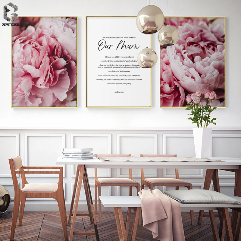 

Scandinavian Style Pink Flower Canvas Posters and Prints Wall Art Painting Nordic Decoration Botanical Picture Modern Home Decor