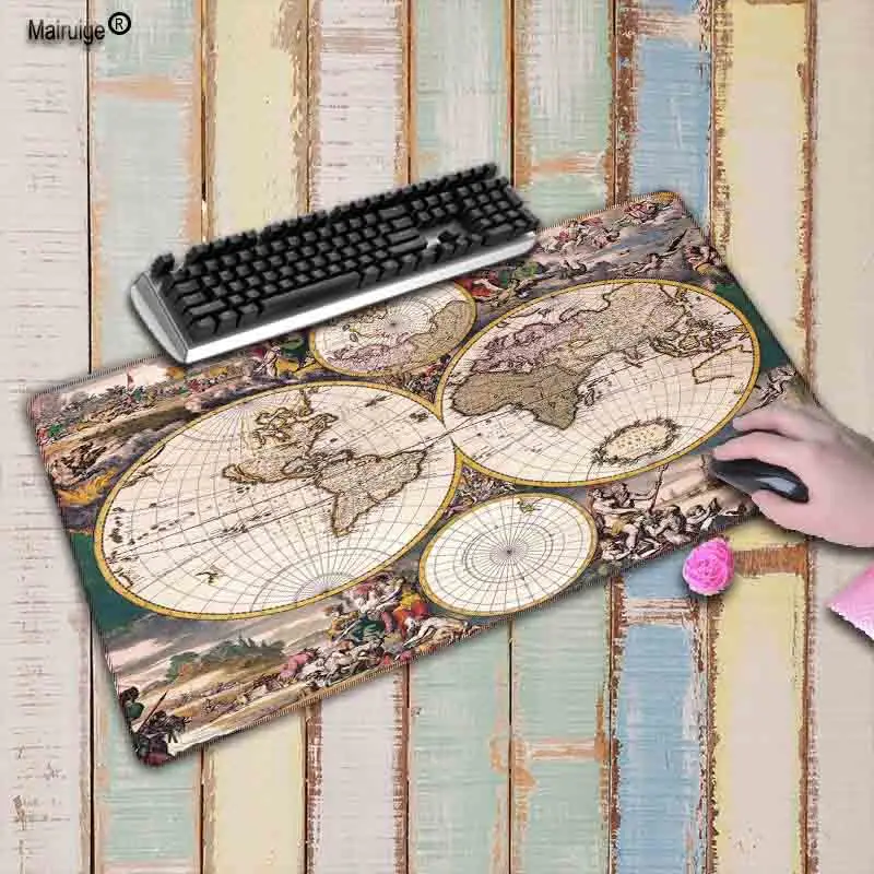  fashion Old World Map Large Locking Edge mouse pad Natural Rubber Computer Gaming mousepad Desk Mat