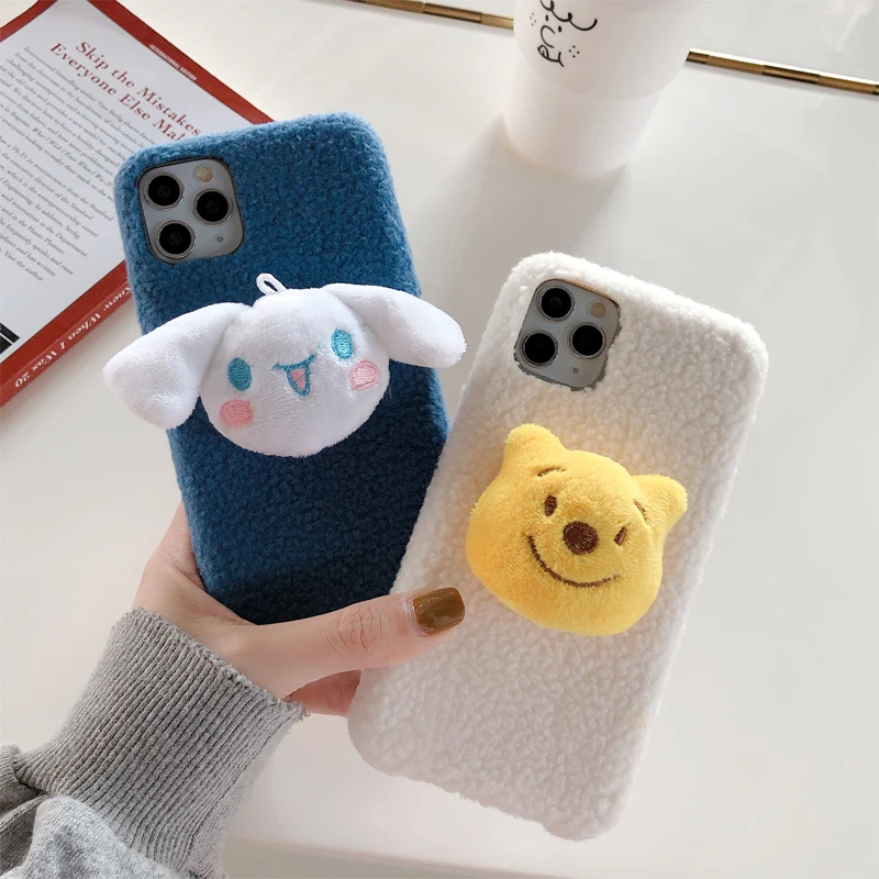 Модный милый мультяшный стереоскопический чехол с медведем для iPhone 11 Pro Max XS Max XR X 8 7 6 6S Plus Мягкий противоударный чехол из овечьей шерсти