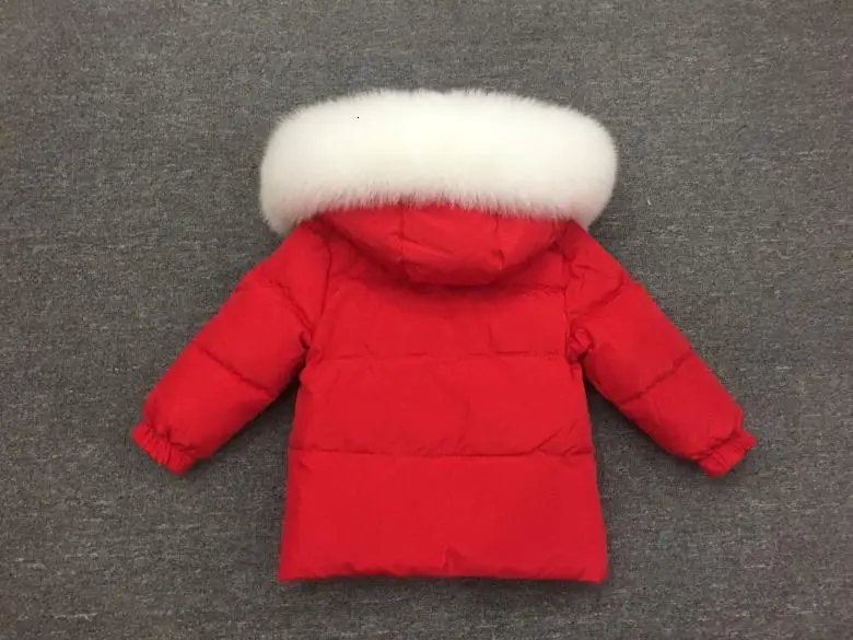 Детский лыжный костюм для маленьких мальчиков на русскую зиму Детская куртка на утином пуху для девочек, пальто, комбинезоны теплая куртка и штаны комплект из 2 предметов
