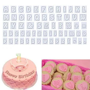 

64pcs/set Alphabet Letter Number Cookie Press Stamp Embosser Cutter Fondant Mould Cake Baking Molds Tools for Cake Decoration