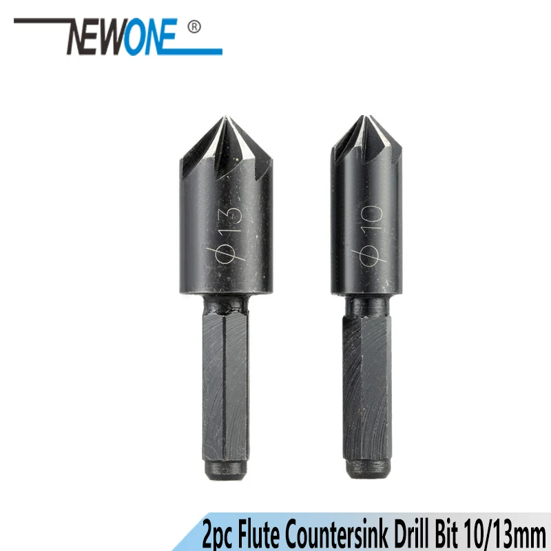2pc 1/4" Hex 7 Flutes Countersink Drill Bit Chamfering End Mill Cutter 10mm 13mm 