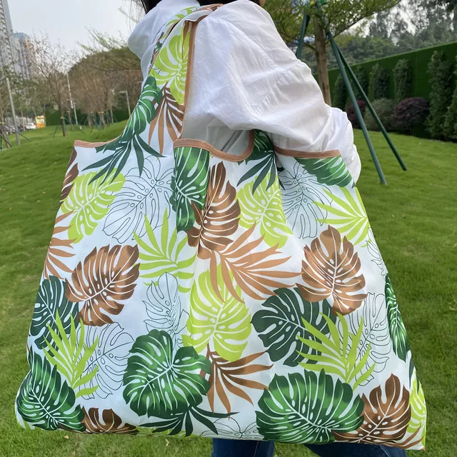 Large Reusable Grocery Store Green Shopping Bag 50 Pound Handbag Foldable Ladies Shoulder Bag Washable Handbag 2021 31004