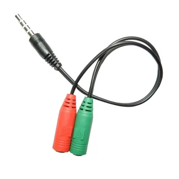 

3.5mm Audio Earphone Headset to 2 Female Jack Headphone Mic Audio Cable