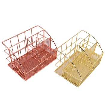 

Metal Mesh Desk Organizer Table 5 Grids Design Storage Box Drawer Pencil Pen Office Stationary Supplies Holder Container Tray