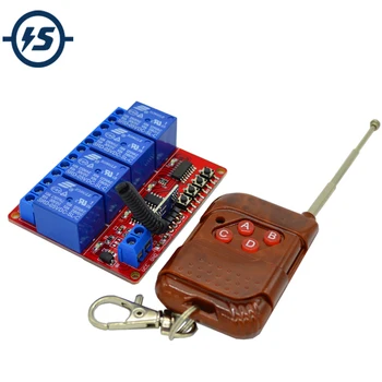 

315MHz Relay Module Wireless Switch + Manual Switch + 4-Button Mahogany Remote Controler 5V 4-Channel Control Board