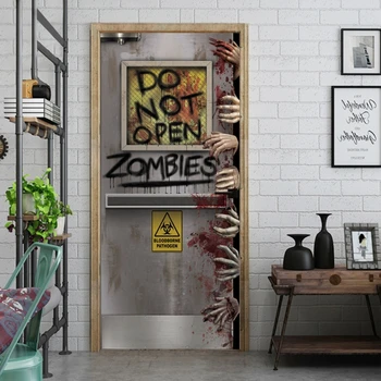

2pcs/set Horrible Halloween Door Stickers Removable Do Not Open Glass Window PVC P0RE