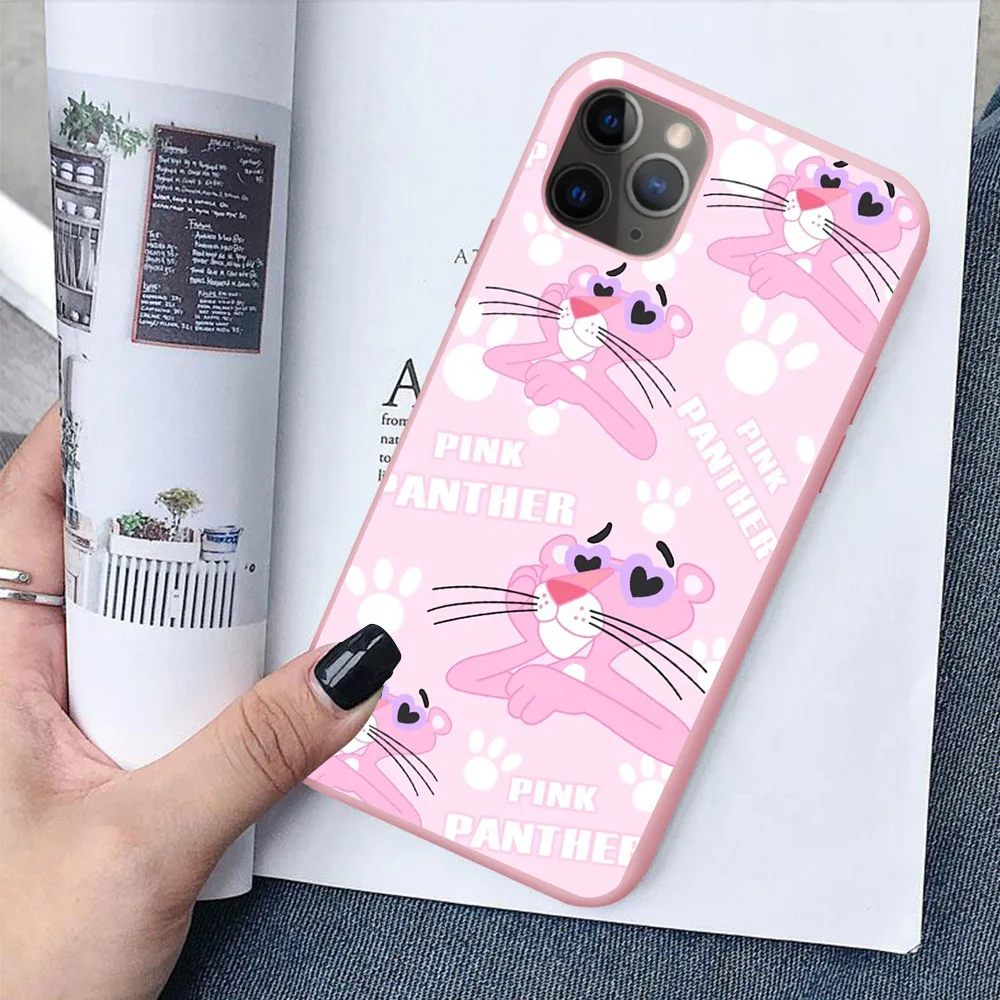 TPU Модный розовый матовый Мягкий силиконовый чехол для телефона iPhone 11 Pro MAX 6 6S 7 8 SE 5s MAX XR XS X Plus Kawai Розовая пантера - Color: TPU