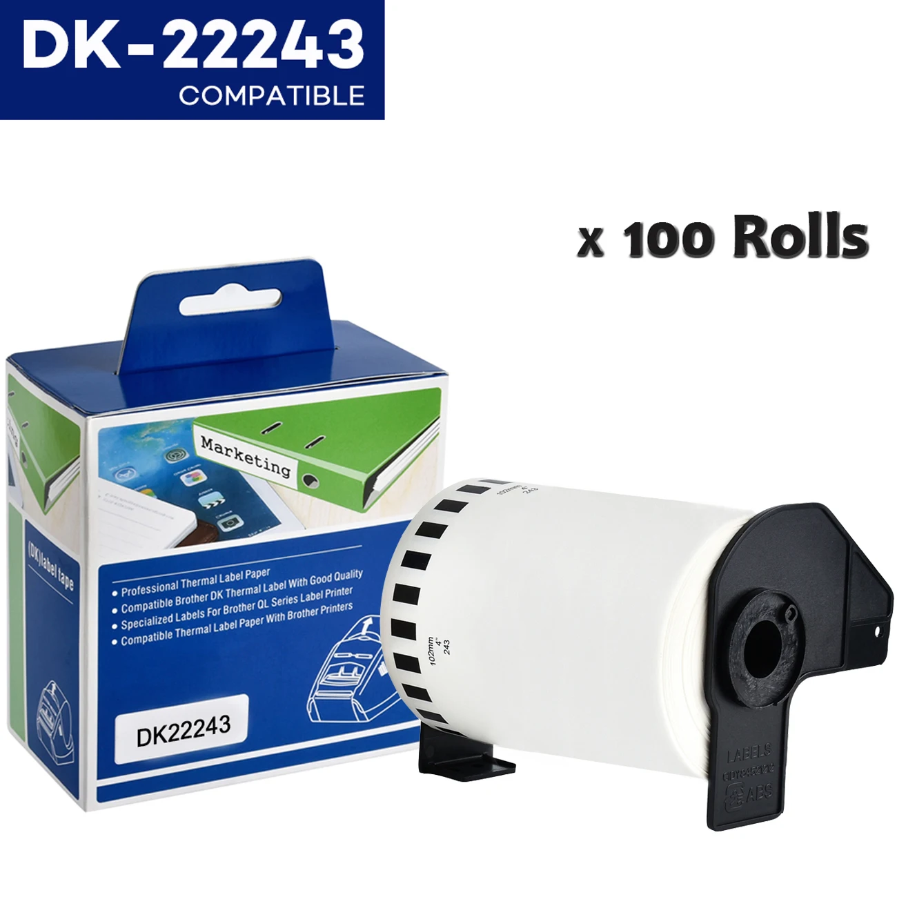 DOREE 3-rol witte DK-22243 adreslabelrollen, 102 mm × 30,48 m