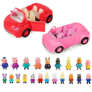 

25pcs/set Peppa Pig George Toy Set Toy Car Sports Car Pig Dad Mom Action Figure Christmas Model Original Toys For Children Gift