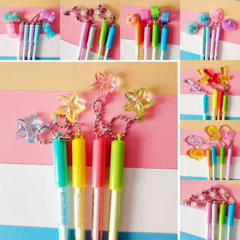 

40PCS Neutral Abradable Water Pen Core Creative Cartoon Pattern Pendant Black Gel Pens Kawaii School Supplies Stationery