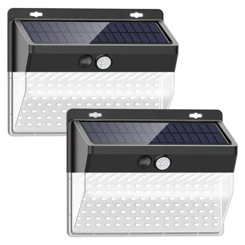 152/262LED на солнечной энергии, индукционный датчик для человека, настенный светильник для двора, водонепроницаемый, для улицы, 3 режима, датчик движения, уличный светильник - Испускаемый цвет: 2PCS 206led