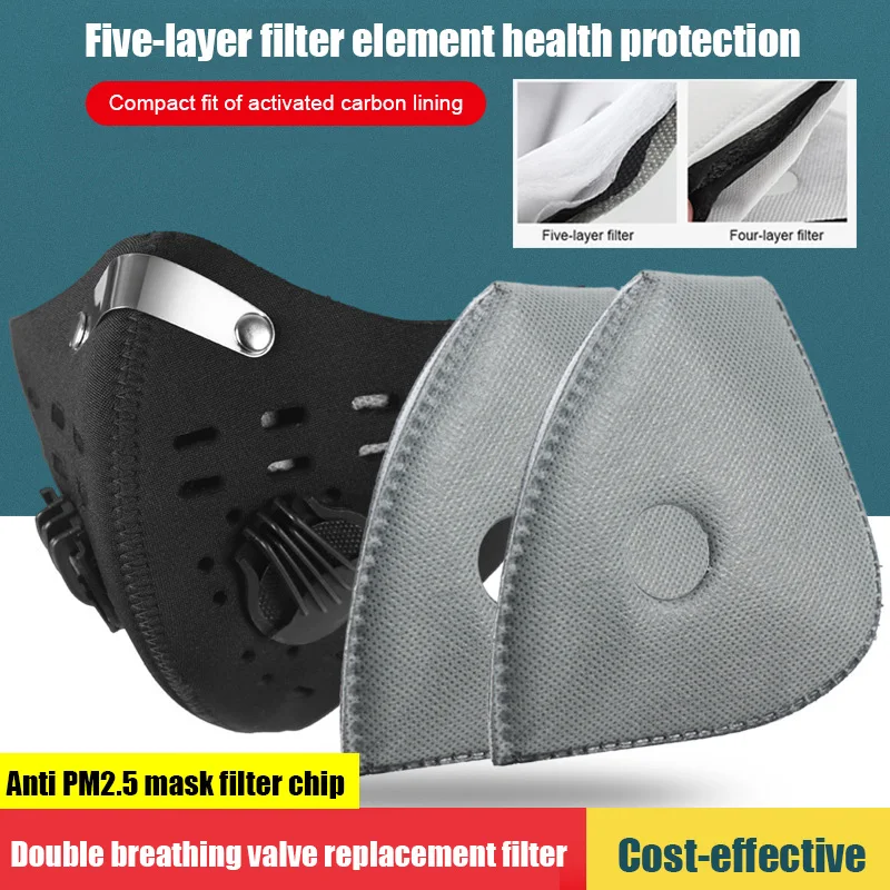 

Mask Filter 5 PCS Anti Dust PM2.5 Anti Virus Replacement Dustproof for Mouth Masks Sports Cycling Active Carbon Filters LB