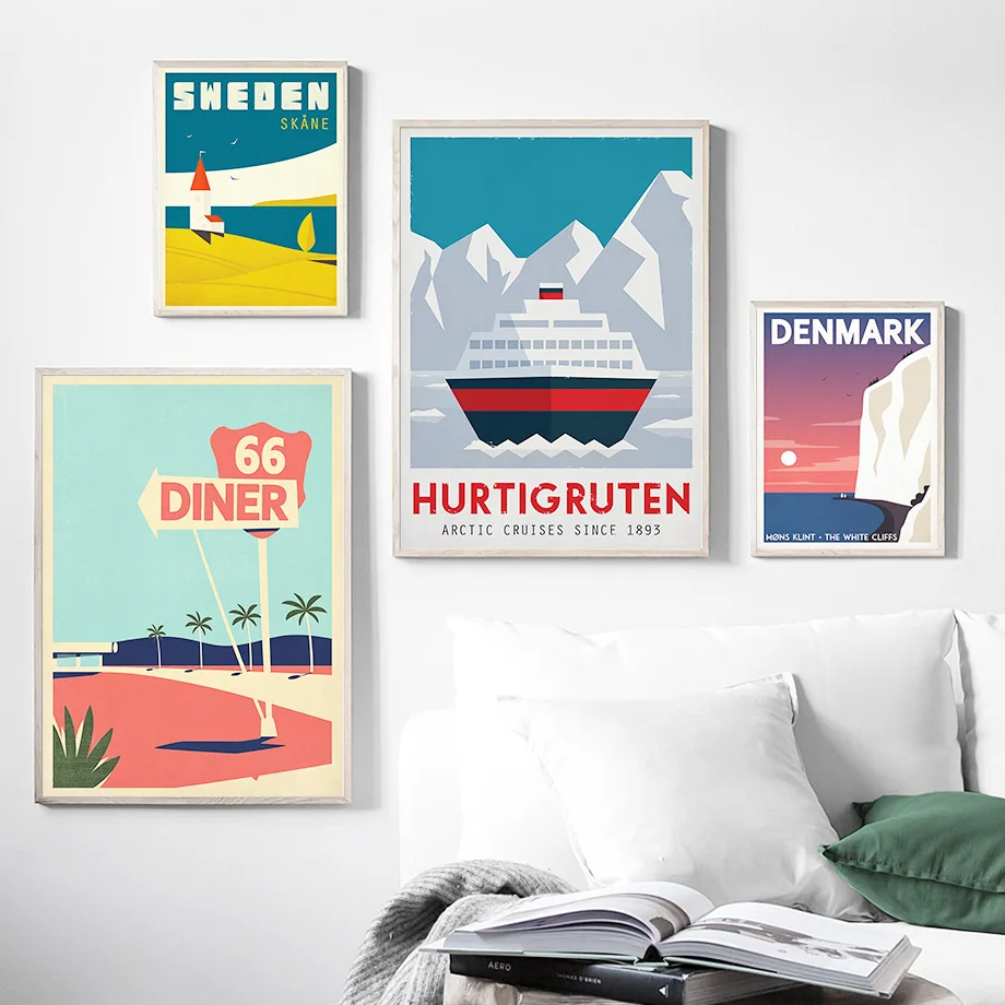 Visit Denmark Fine Bathing Scandinavia  Vintage Travel Home Wall Decor Poster 