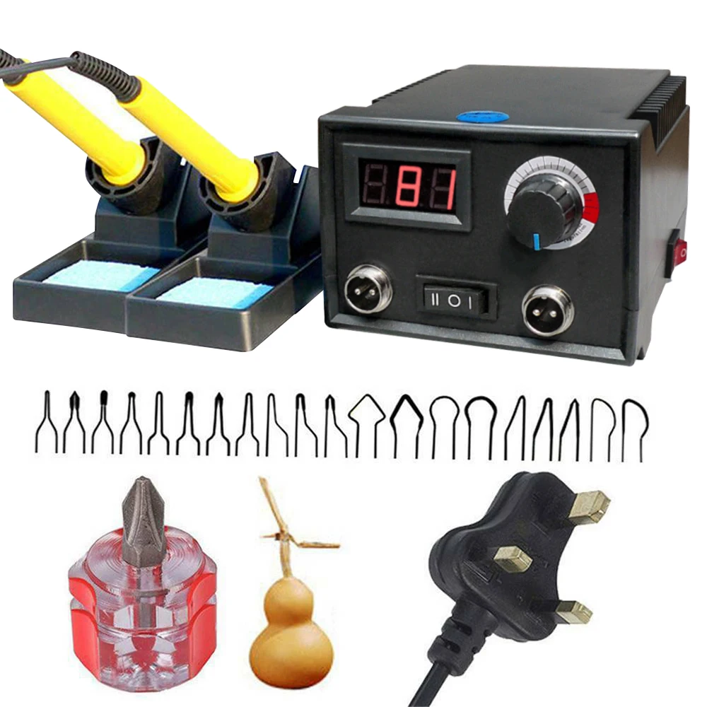 220V Pyrography Machine Adjustable Temperature Wood Burner Wood Crafts Tool Kit Dual Pyrography Pen With 20 Pcs Wire Tips