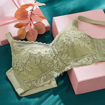 

Women's wire free Full Coverage lace Soft Cups Non Padded Minimizer Bra 34 36 38 40 B C D E