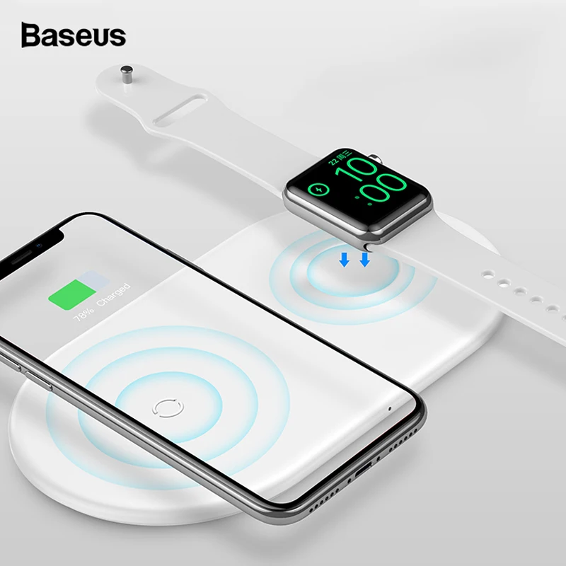 Tanie Baseus bezprzewodowa ładowarka qi do Apple Watch 4 3 2 1 iWatch 2w1 szybkie bezprzewodowe ładowanie Pad do iPhone 11 Pro XS Max X Samsung S10