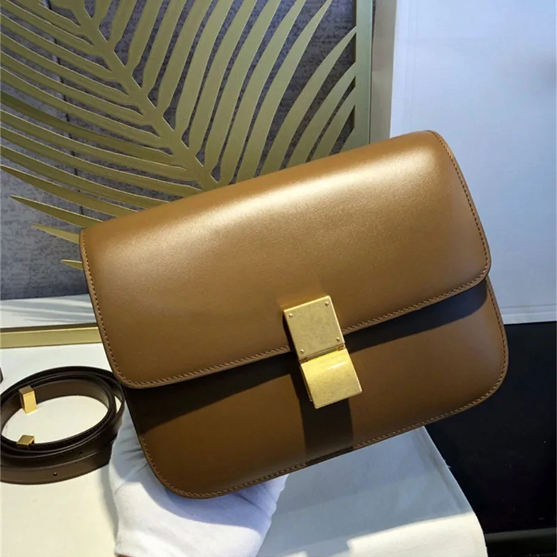 

Women's bag 2020 new women's shoulder bag mirror leather square bag leather solid color high texture women's shoulder bag