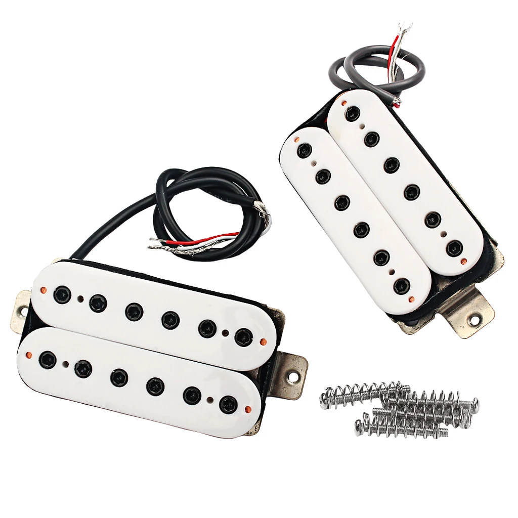 2 Pieces Electric Guitar Double Coil Humbucker Pickup with Screws Springs White