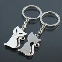 

Couple Cat Keychain for Lovers Alloy Fashion Jewelry Ring and Cute Smiling Tooth Lover Keychain Key Ring Keyfob Creative Gift