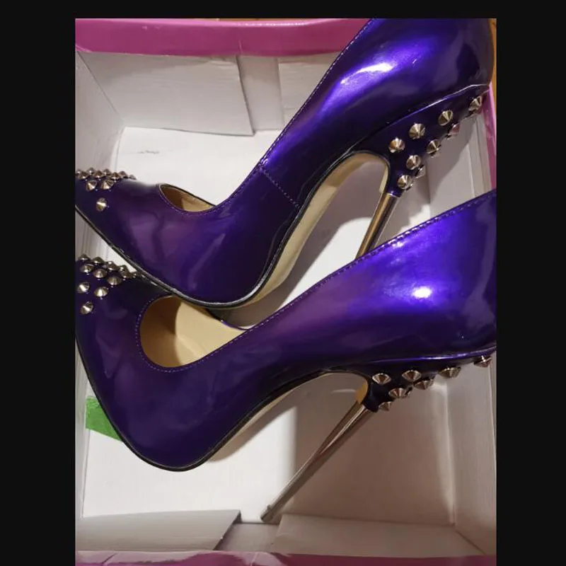 Женские туфли-лодочки из лакированной кожи на высоком каблуке 16 см, Размеры 35-46 женские пикантные туфли на шпильке с острым носком, на шнуровке, для вечеринок офисные женские туфли