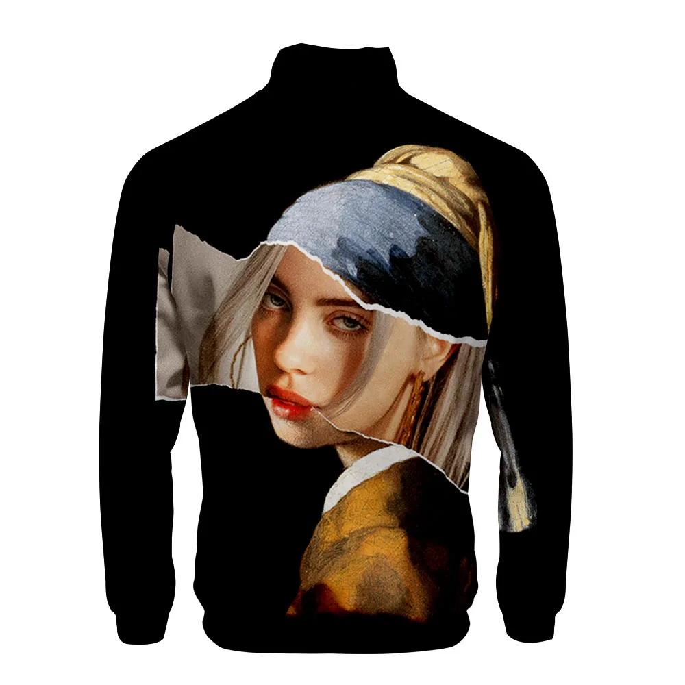 Billie Eilish 3D куртка Мужская/Женская со стоячим воротником на молнии реглан 3D хип-хоп Новое поступление унисекс хипстерская зимняя куртка и пальто