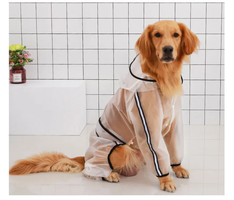 Прозрачный большой плащ для больших собак для Лабрадора питбулл водонепроницаемый собака четыре ноги дождевая одежда, куртка Собака дождевик комбинезон