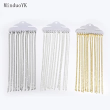 Плоские круглые цепочки 12 шт./лот золотого и серебряного цвета, 40 см, для женщин, простое ожерелье, ювелирные изделия Плоские круглые цепочки 12 шт./лот золотого и серебряного цвета, 40 см, для женщин, простое ожерелье, ювелирные изделия