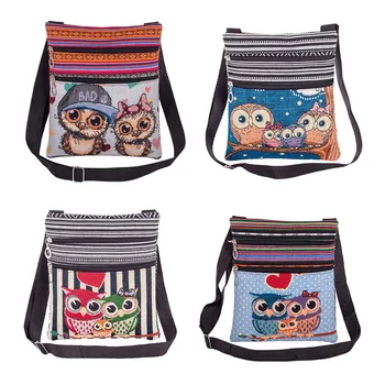 

Embroidered Owl Tote Bags Women Shoulder Bag Handbags Postman Package Double-zip owl jacquard shoulder crossbody bag 2020 new#20