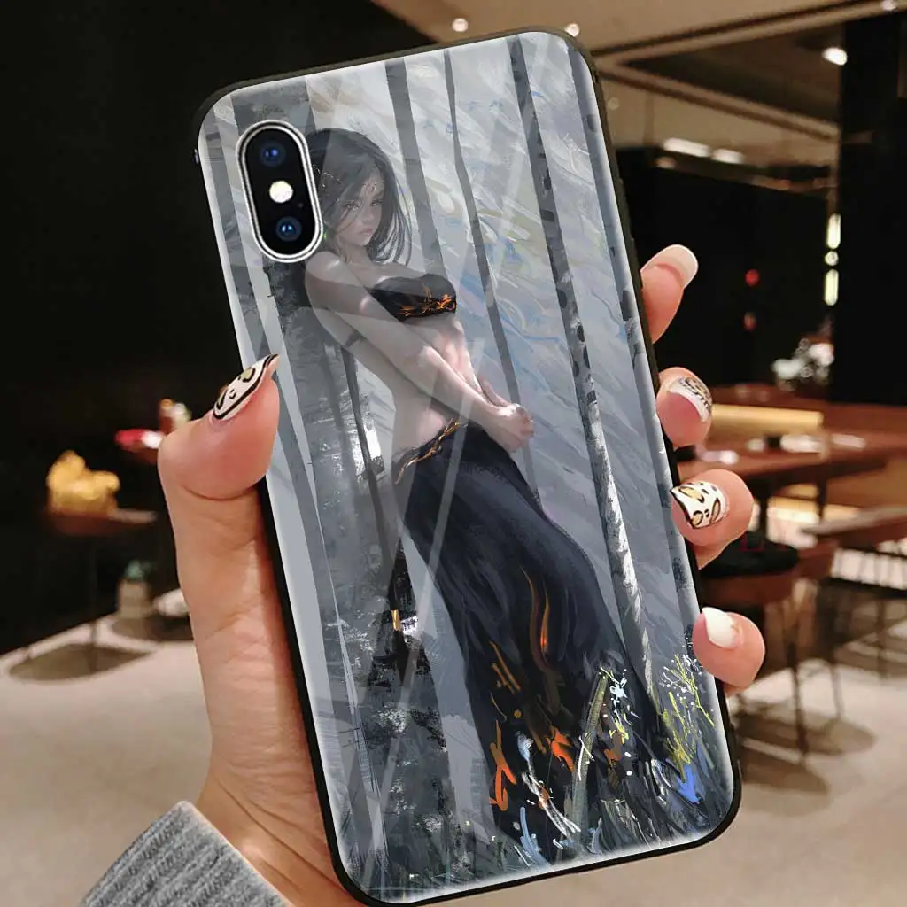 Принцесса обои стекло чехол для iphone 8 plus 7 7plus xr x xs max 6 6s 5 5s se iphone7 противоударный