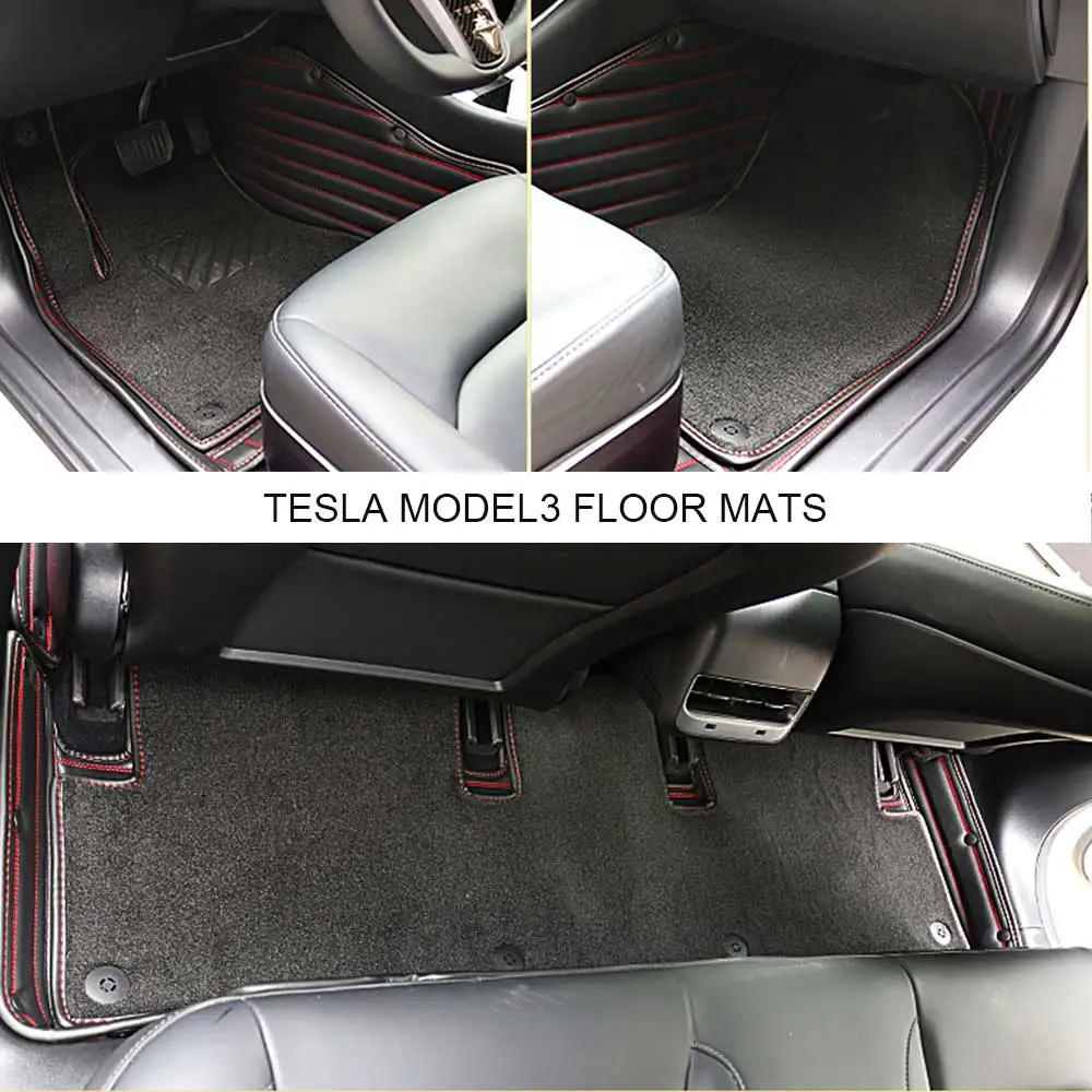 Sanvi индивидуальные автомобильные коврики для Tesla Model3 сверхмощные двухслойные внутренние аксессуары для Tesla Model3 - Название цвета: Черный