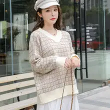 2020 Women Vintage Pullover and Sweaters Winter Loose Style Striped Pull Jumpers Korean style Knitwear Casual Tops Femme