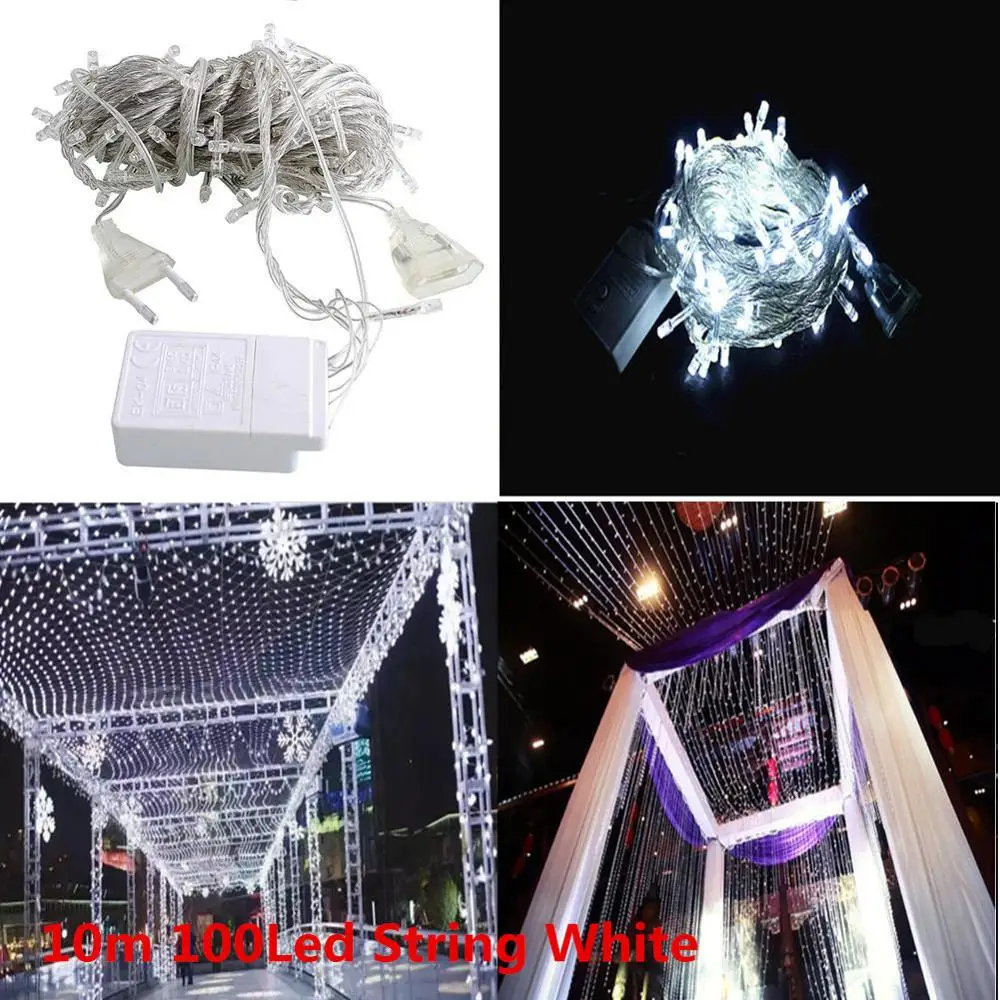 10m 100Led White Рождественские украшения для дома, светильник, светодиодная гирлянда, елочные украшения, Navidad, Новогоднее украшение, Рождество, Noel Natal Kerst - Цвет: 10m 100Led White