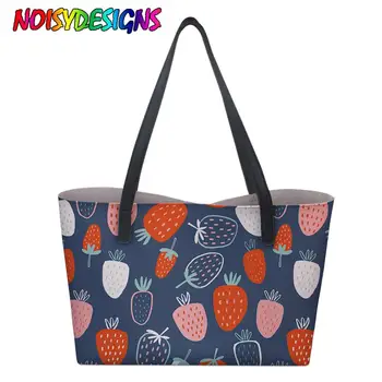 

NOISYDESIGNS Luxury Women Handbags 3D Strawberry Fruit Pattern Large Shoulder Bags for Ladies Female Tote Bags Shoulder Bolsa