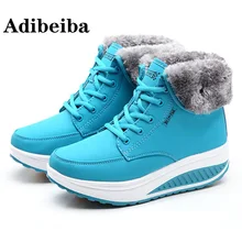 Женские ботинки на платформе; женская зимняя обувь из толстого хлопка; женские ботильоны; зимние ботинки на танкетке; Новинка года; Botas Mujer