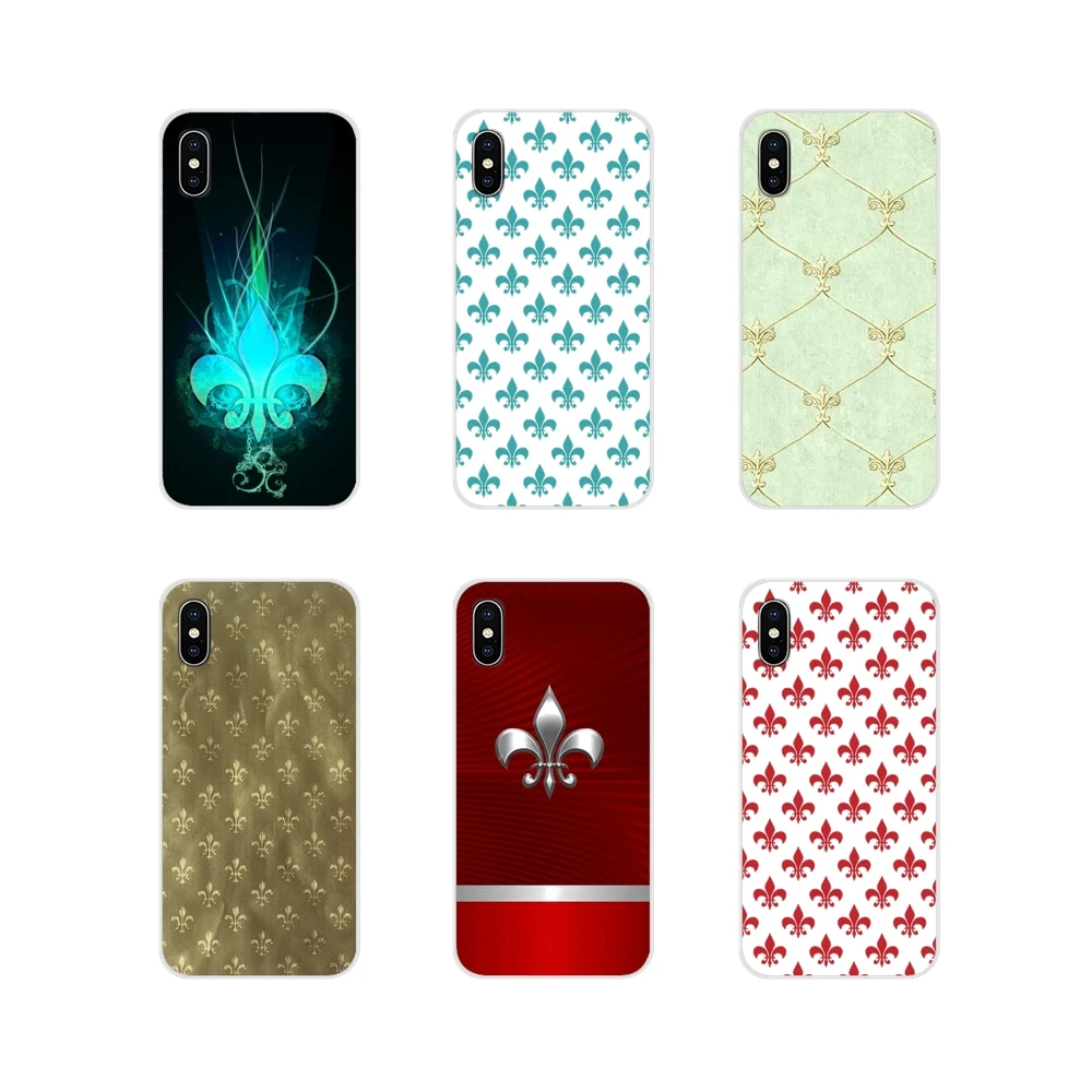 

For Apple iPhone X XR XS 11Pro MAX 4S 5S 5C SE 6S 7 8 Plus ipod touch 5 6 Accessories Phone Shell Covers Fleur De Lis Gold Navy
