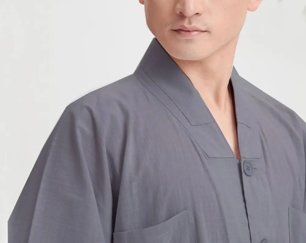 unisex 5color Summer&Spring 100% cotton buddhist zen buddha uniforms lay clothing shaolin monk kung fu suits blue/gray/yellow