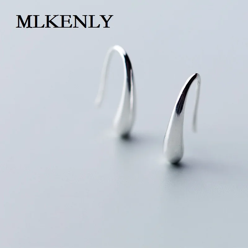 

MLKENLY 925 sterling silver Stud Earring Simple smooth drop-shaped ear hooks personalized geometric earrings For Women Jewelry