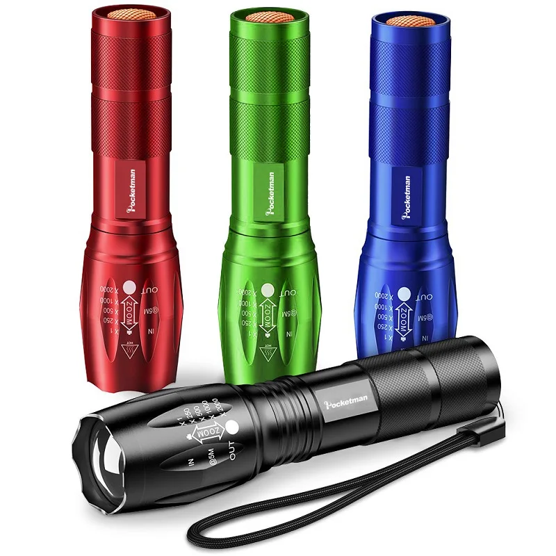 

Ultra Bright Colorful Led flashlight linterna led torch T6 5 Switch Modes Zoomable Bicycle Light use 18650 battery