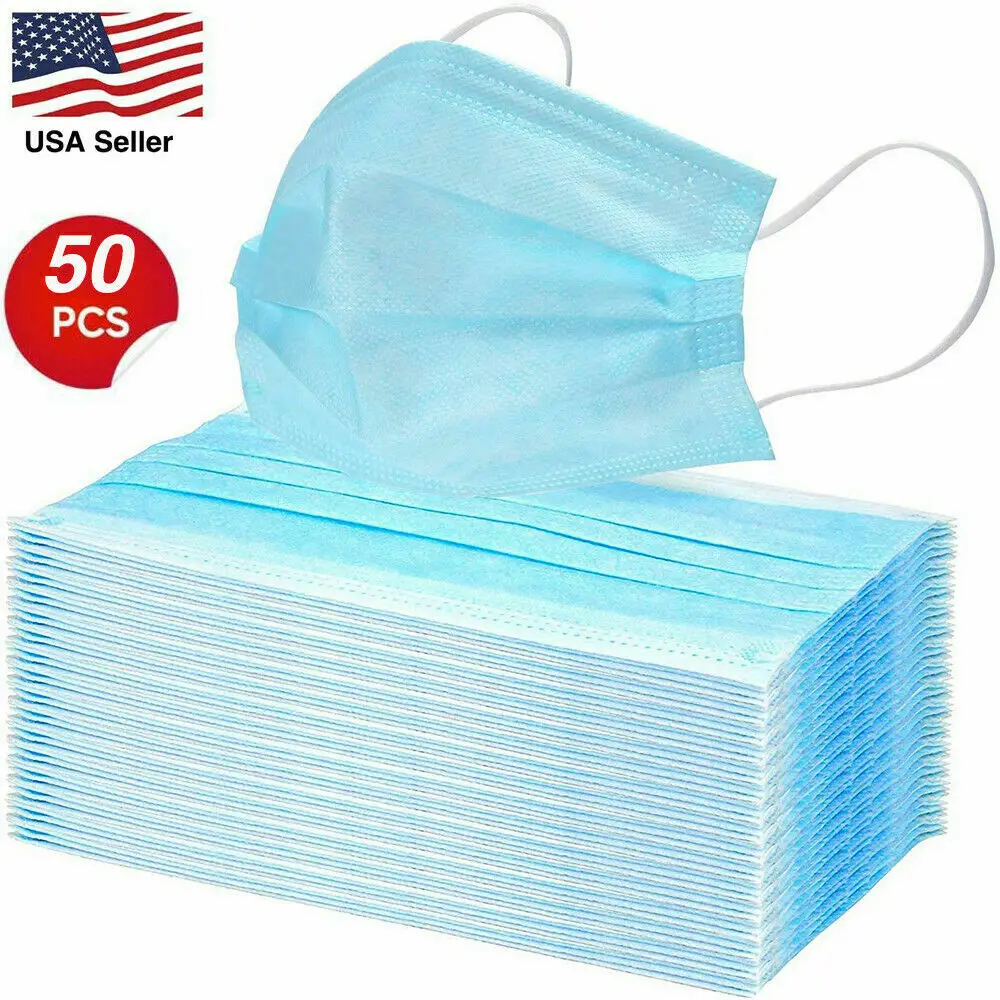 

50pcs Face Mouth Anti Virus Mask Disposable Protect 3 Layers Filter Dustproof Earloop Non Woven Mouth Masks 48 hours Shipping