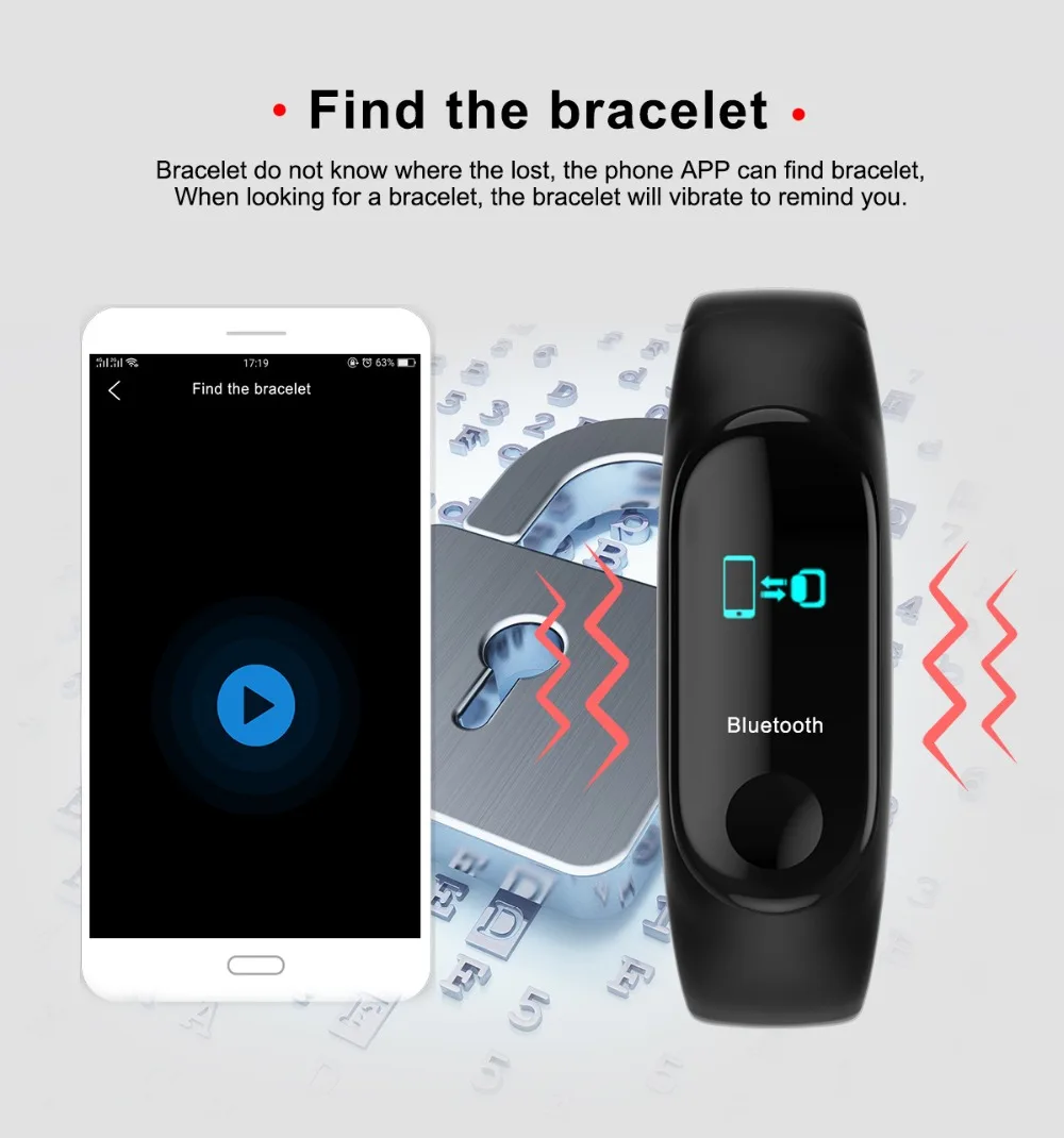 M3 Smart Bracelet Fitness Smart Band Tracker Sport Pedometer Heart Rate Blood Pressure Bluetooth Health Wirstband Waterproof (9)
