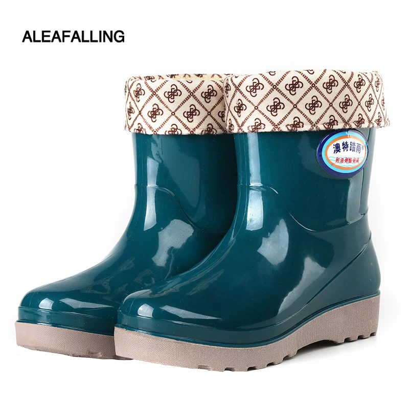 Rain Men's Lowtop Plus Velvet Warm Rain Boots Labor Safety Rain Boots