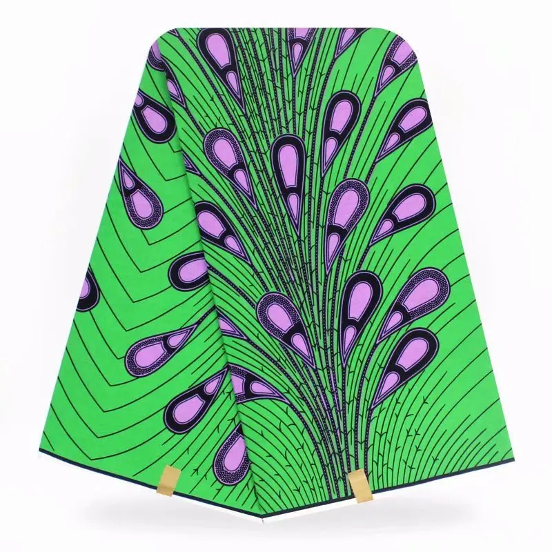 Зеленый павлин с Африканским принтом, вощеная ткань для свадебного платья DIY шитье настоящий голландский воск ткань из Анкары и Нигерии батик ткань