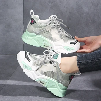 

Women Platform Chunky Sneakers Designers Fashion Mesh Lace Up Casual Shoes Woman Tennis Female Summer Old Dad Shoes Ladies