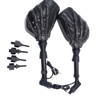 

A Pair of Universal Motorcycle Rearview Mirrors Ghosts Hand LED Mirrors