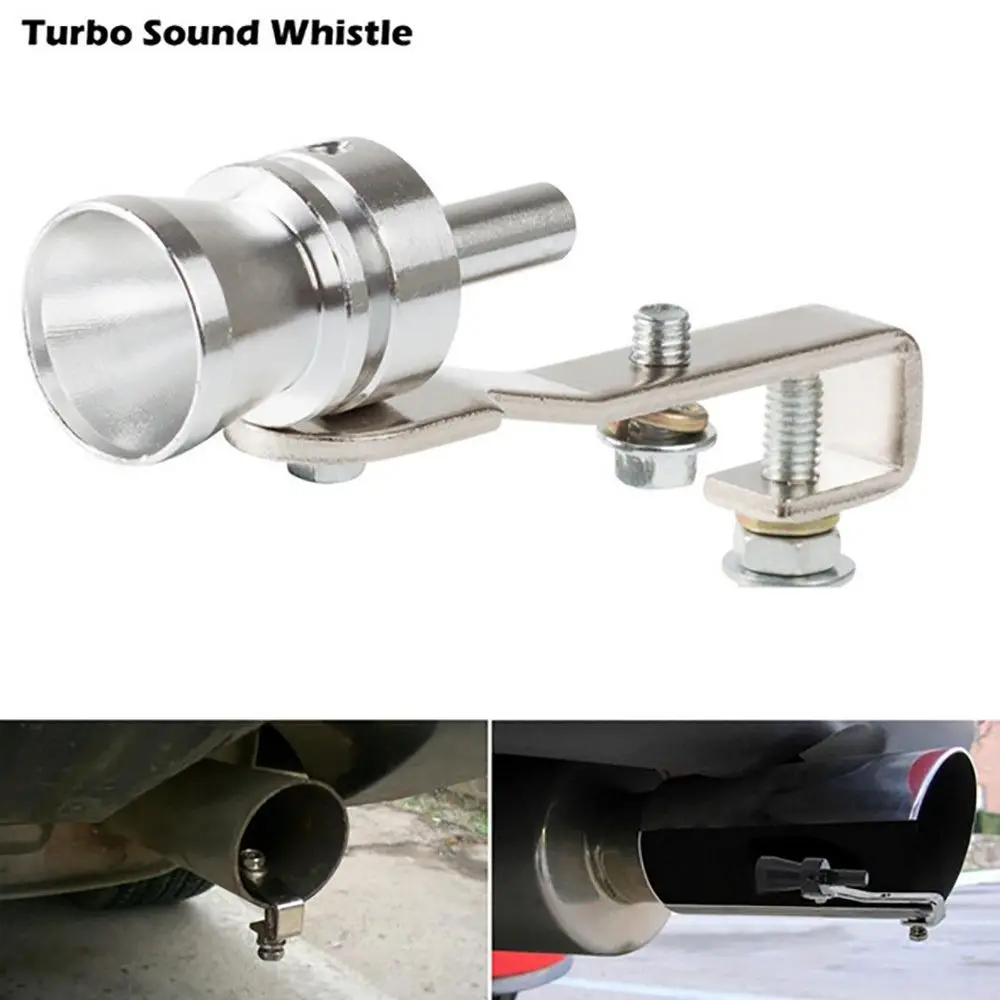 Universal Car Turbo Sound Simulator Muffler Silver S/M/L/XL Fit for Motorcycle/Car Straight Muffler
